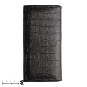 کیف پول کتی چرم کروکودیل مشکی مردانه – طراحی لوکس و دست‌دوز از چرم طبیعی